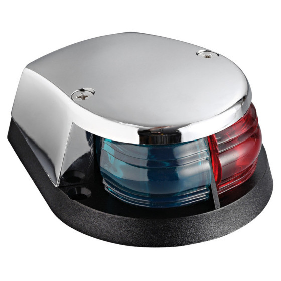 Feux de navigation bicolores rouge/vert de proue en ABS Variante ou Accessoires Réduit:proue bicolore rouge/vert calotte chromé 