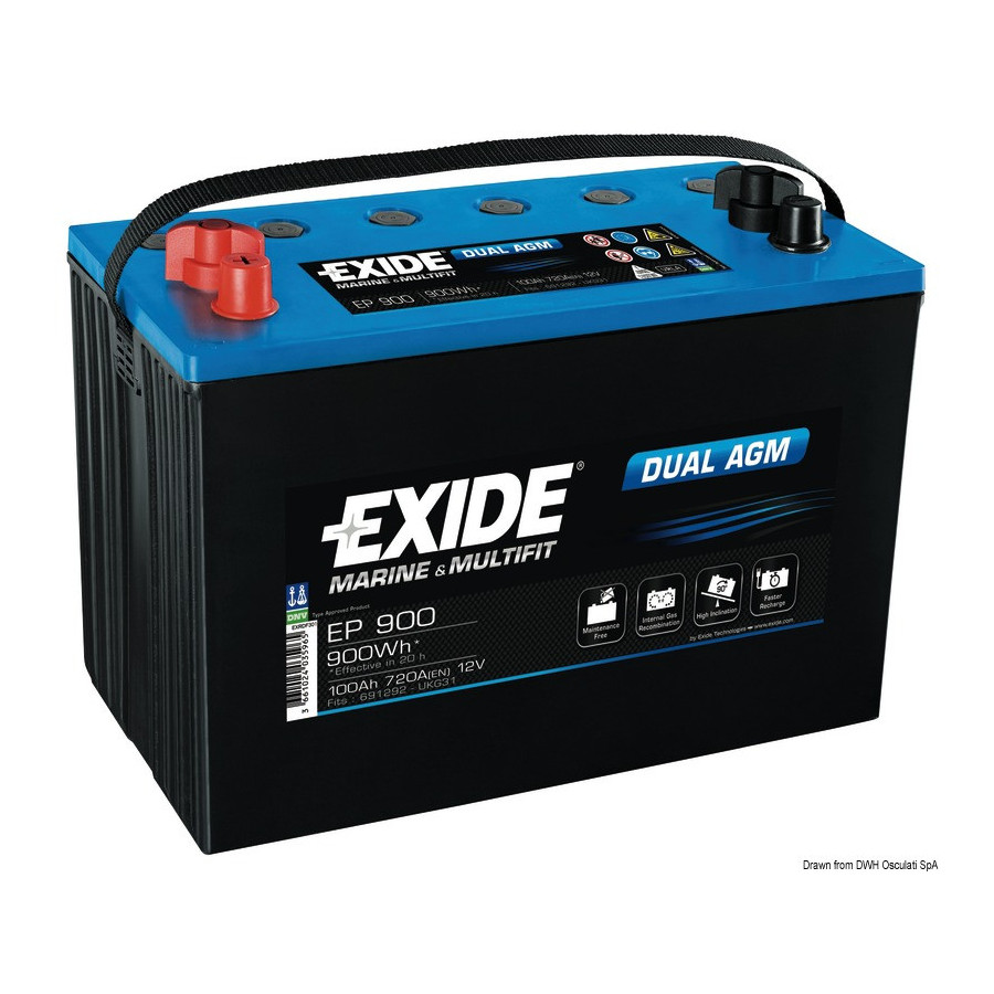 Batteries EXIDE Agm pour équipements et démarrage Variante ou Accessoires Réduit:Agm 100 Ah *12.412.02*