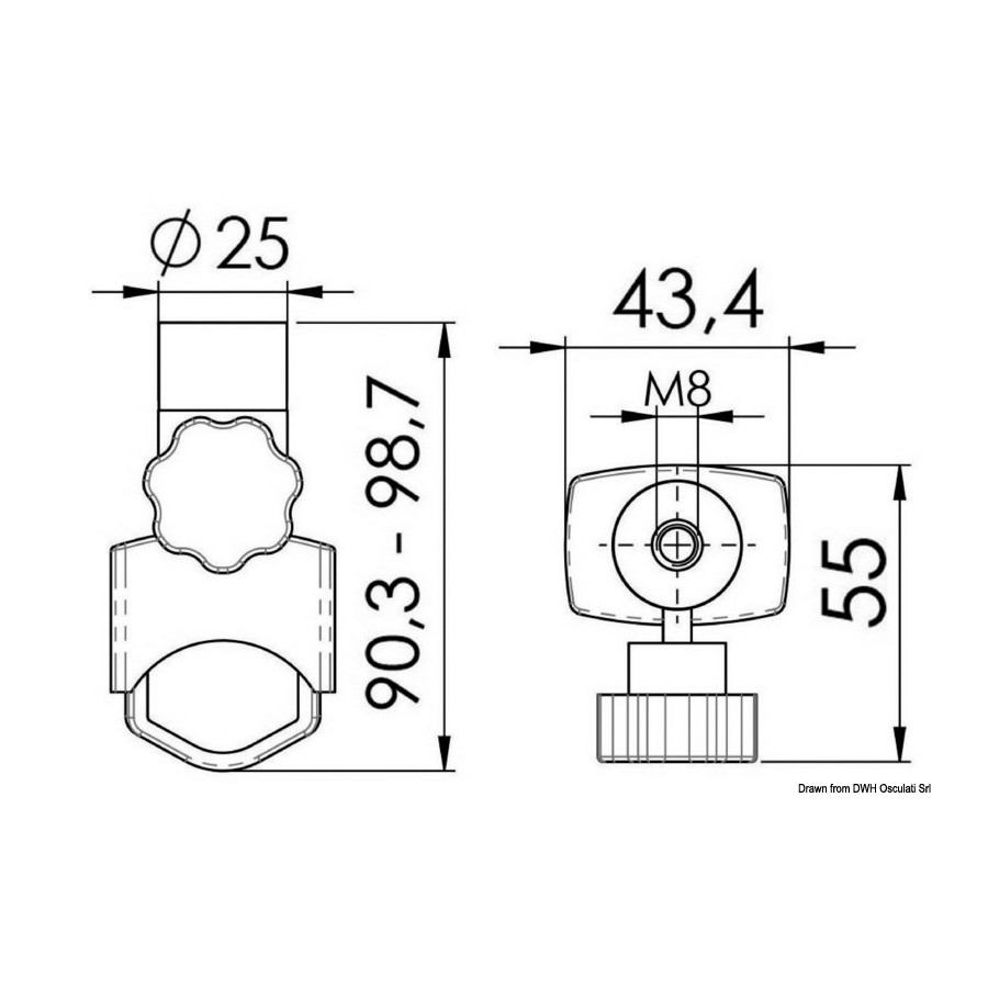 Base de fixation pour projecteurs Variante ou Accessoires Réduit:fixation p. projecteurs 22/25 mm *13.239.80*