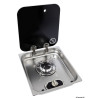 Plan de cuisson inox avec couvercle en cristal fumé