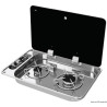 Plan de cuisson inox avec couvercle en cristal fumé