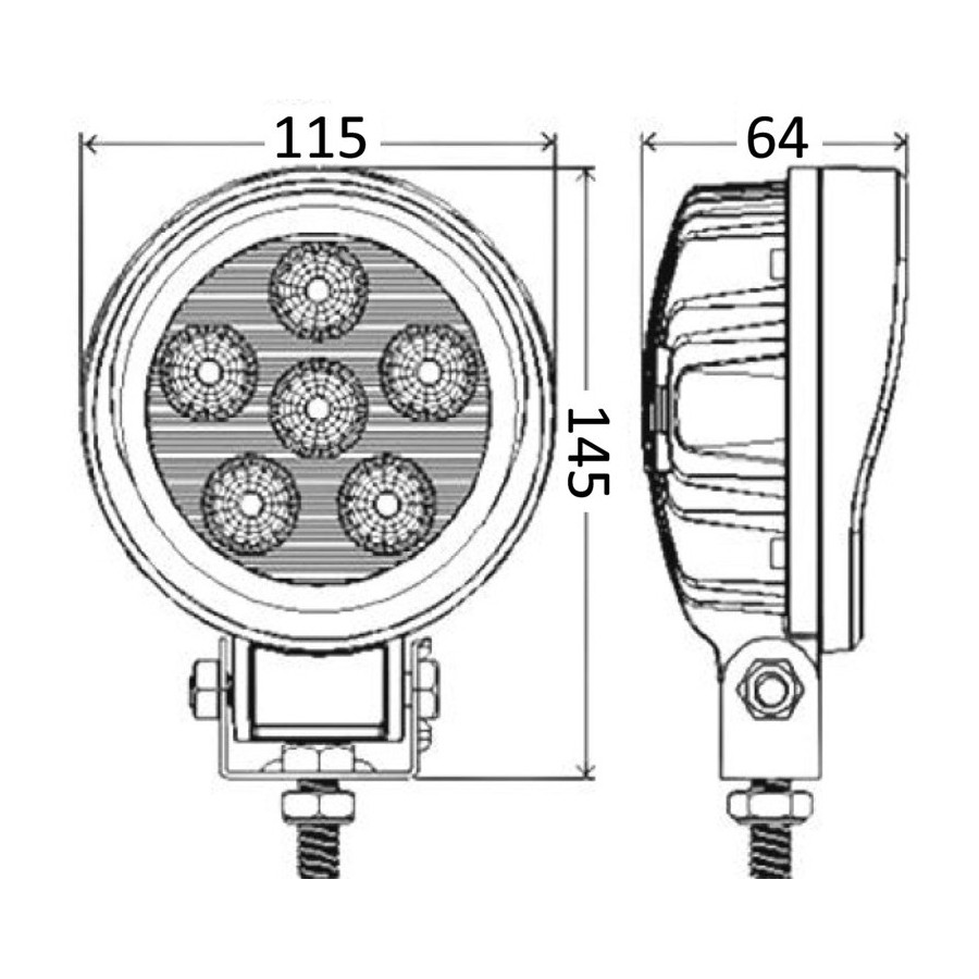 Spot LED HD 6x3W orientable pour roll-bar 