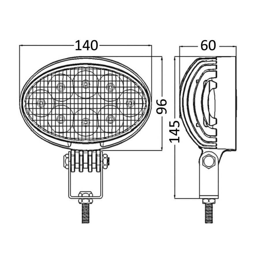 Feu LED HD 8x5W orientable pour roll-bar 