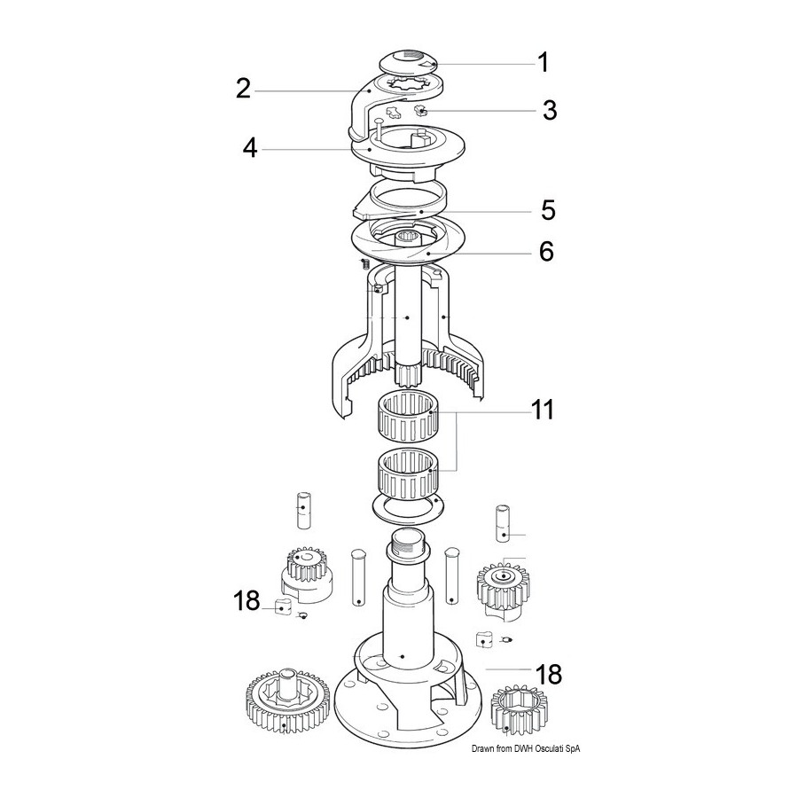 Pièce de rechange LEWMAR pour treuil Ocean self-tailing 