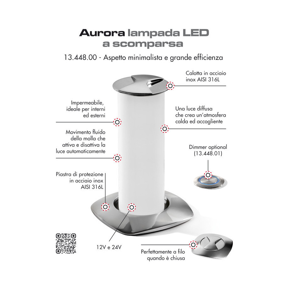 Lampe de table à LED Aurora escamotable 