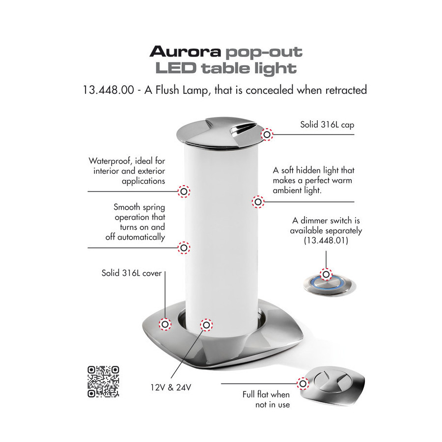 Lampe de table à LED Aurora escamotable 