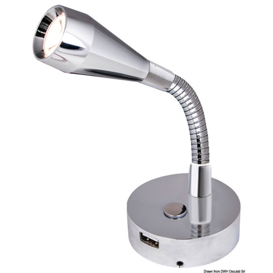 Spot articulé LED BATSYSTEM Leia Variante ou Accessoires Réduit:LED BATSYSTEM Leia poli 12V 3W *13.867.20*