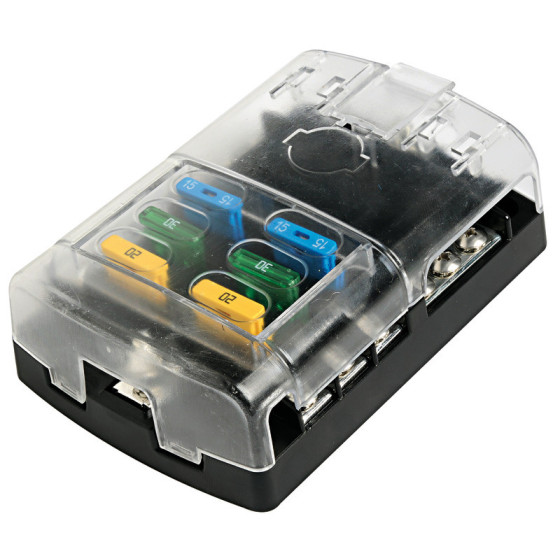 Boîte porte-fusibles en polycarbonate avec couvercle transparent à déclic Variante ou Accessoires Réduit:en polycarbonate 6 plac