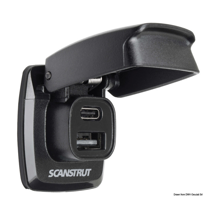 Prises USB-A et USB-C étanches SCANSTRUT Flip Pro 