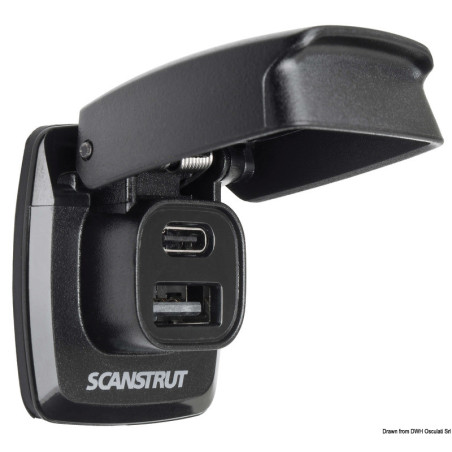 Prises USB-A et USB-C étanches SCANSTRUT Flip Pro