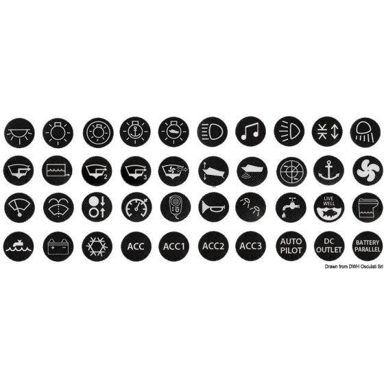 Jeu de 40 autocollants marins pour interrupteurs anti-vandalisme Flat type 14.215.xx 