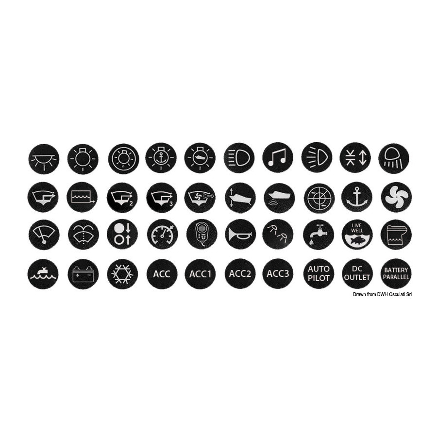 Jeu de 40 autocollants marins pour interrupteurs anti-vandalisme Flat type 14.215.xx 