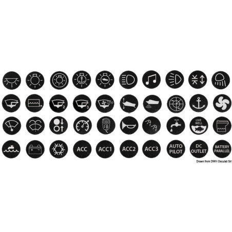 Jeu de 40 autocollants marins pour interrupteurs anti-vandalisme Flat type 14.215.xx
