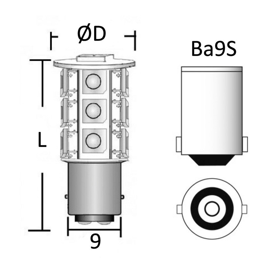 Ampoule LED pour feux, feux de courtoisie et feux de navigation culot BA9S 