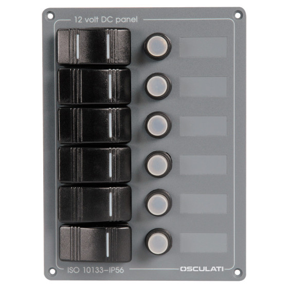 Tableau électrique en aluminium avec façade en polycarbonate gris Variante ou Accessoires Réduit:vertical en aluminium 6 interr.