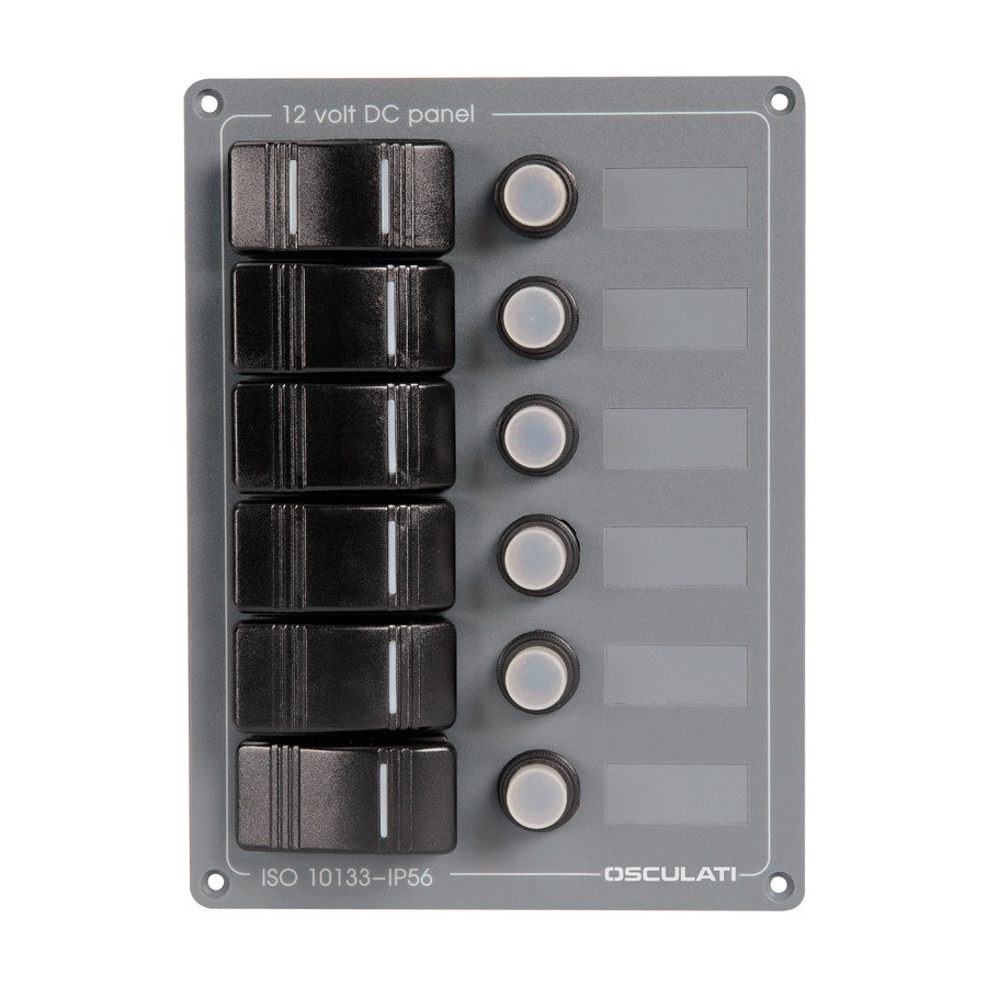 Tableau électrique en aluminium avec façade en polycarbonate gris Variante ou Accessoires Réduit:vertical en aluminium 6 interr.