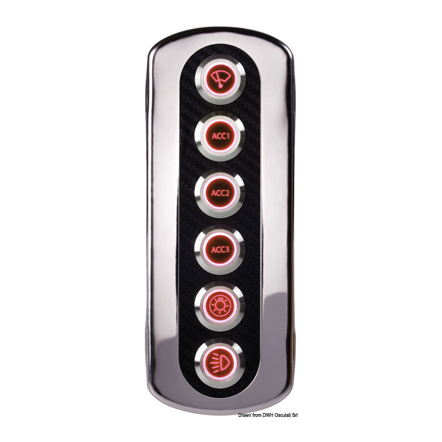Panneaux en fibre de carbone rétro-éclairé pour interrupteurs Flat Variante ou Accessoires Réduit:anti-vandal switch panel red L
