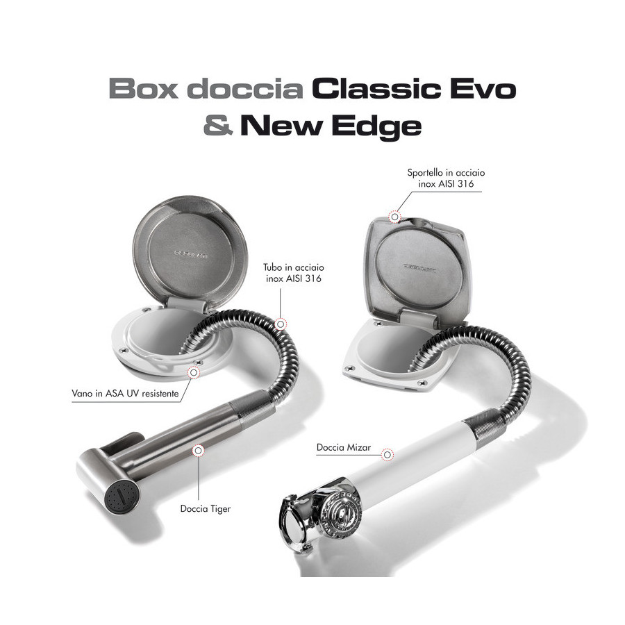 Boîtier douchette de pont Classic Evo avec douchette Mizar à bouton 