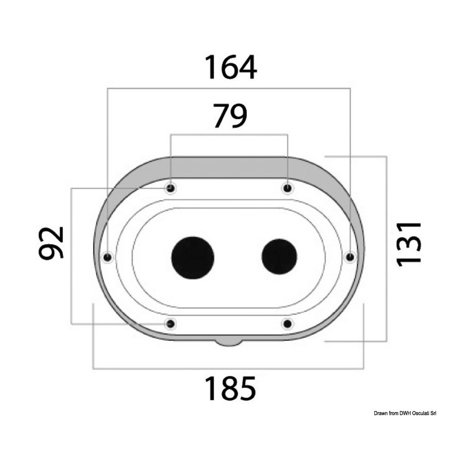 Pièces de rechange pour boîtiers douchette de pont Variante ou Accessoires Réduit:Oval + porte sortie arrière 185x131 *15.900.01