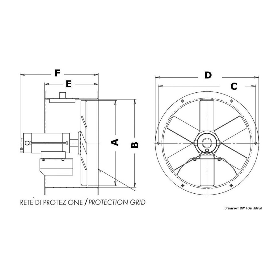 Ventilateur hélicoïdal, turbine en polypropylène équilibrée statique et dynamique 