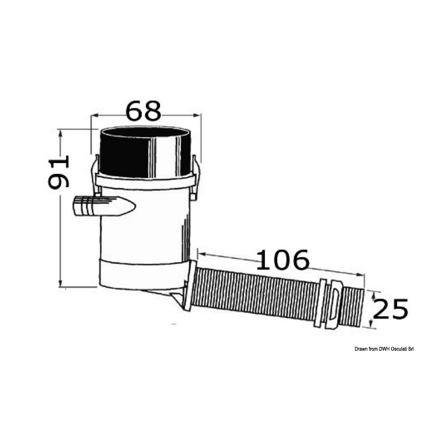 Pompe immergée d’oxygénation pour viviers RULE Pro-Series Variante ou Accessoires Réduit:p. viviers evacuation ext.incliné *16.2