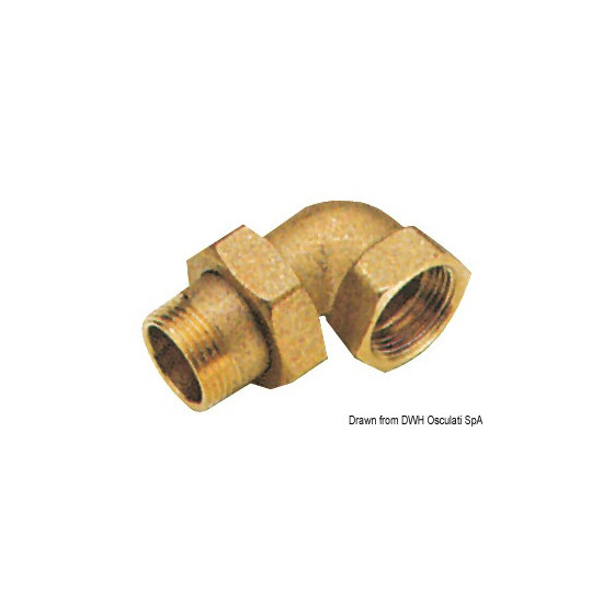 Raccord coudé à 90, 3 pièces, mâle/femelle avec fermeture sphéro-conique et o-ring 