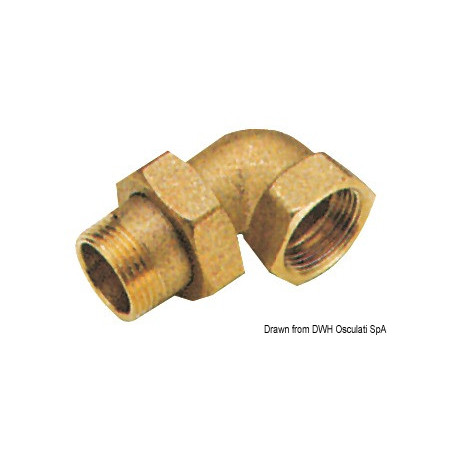 Raccord coudé à 90, 3 pièces, mâle/femelle avec fermeture sphéro-conique et o-ring