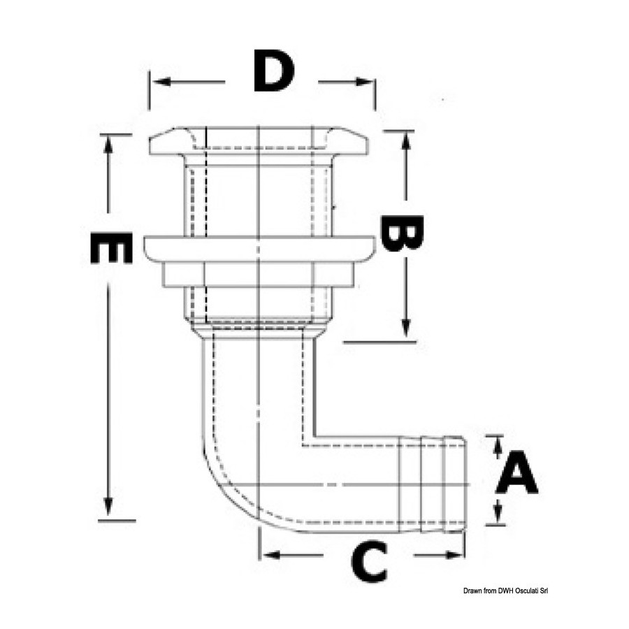 Passe-coque à 90° 