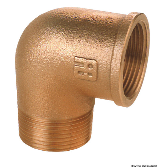 Raccord coudé 90° M-F en bronze GUIDI 