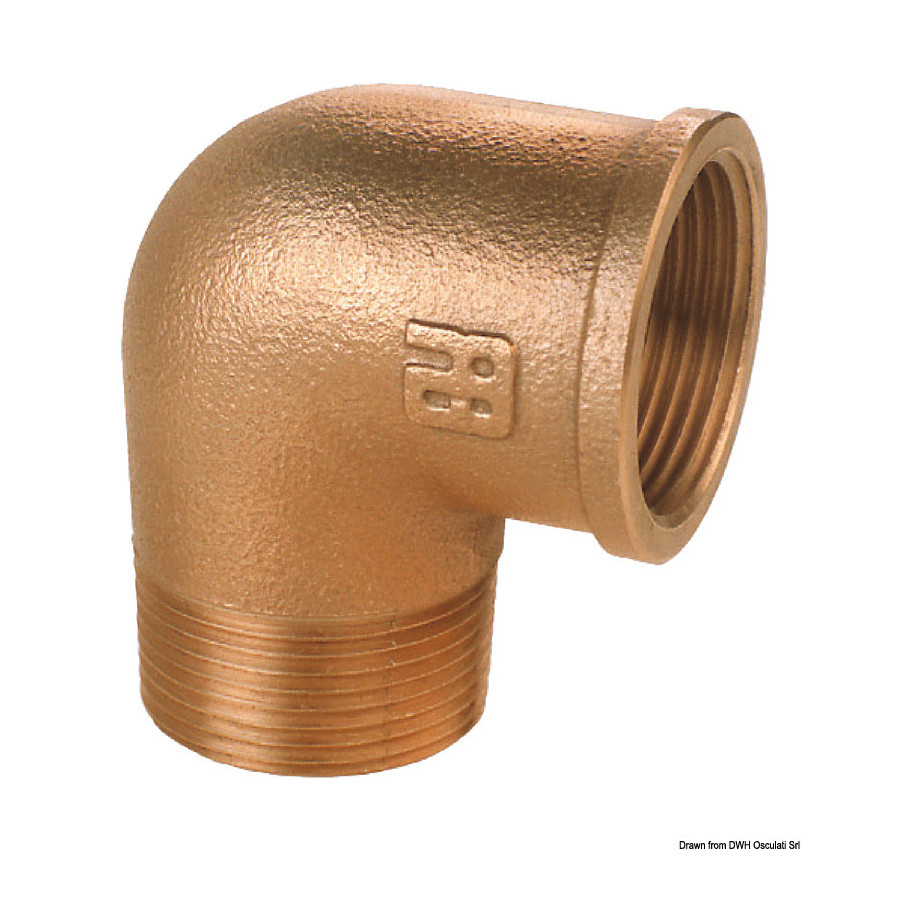 Raccord coudé 90° M-F en bronze GUIDI 