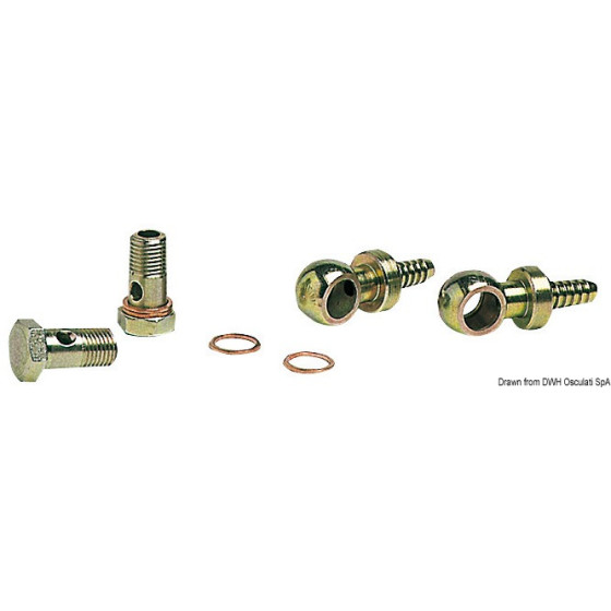 Kit 2 raccords pivotants en laiton + 2 embouts + 4 joints en cuivre 
