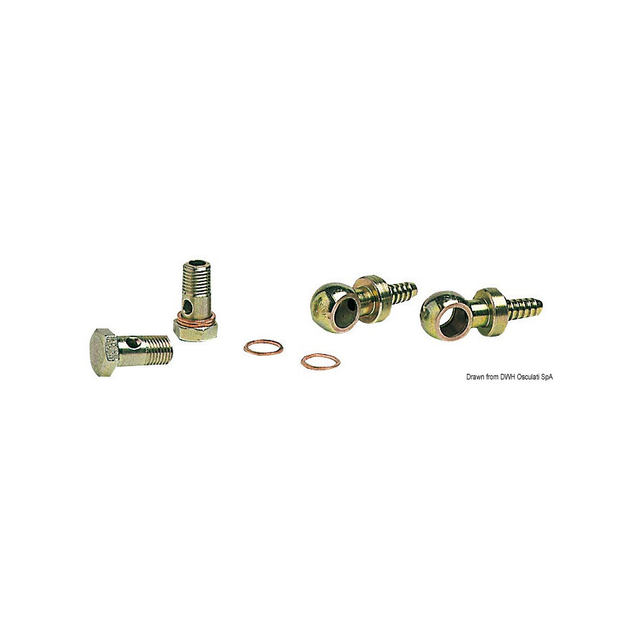 Kit 2 raccords pivotants en laiton + 2 embouts + 4 joints en cuivre 