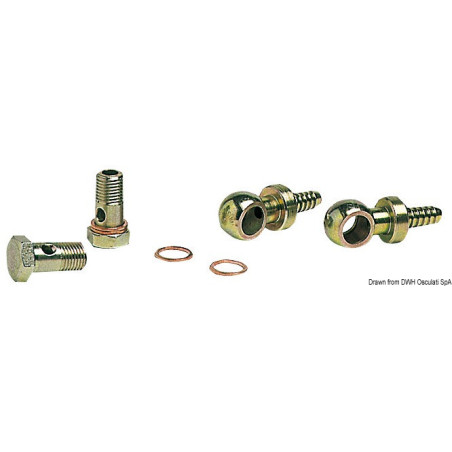 Kit 2 raccords pivotants en laiton + 2 embouts + 4 joints en cuivre