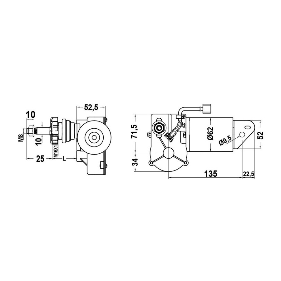 Moteur série 30 W pour bras et brosses max 550 mm 