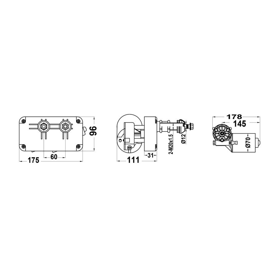 Moteur série 50 W pour bras max 800 mm et brosses max 700 mm 