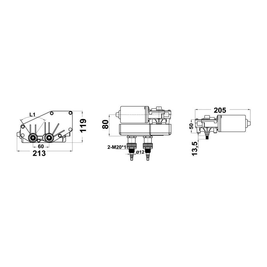 Moteur série 70 W pour bras et brosses max 800 mm 