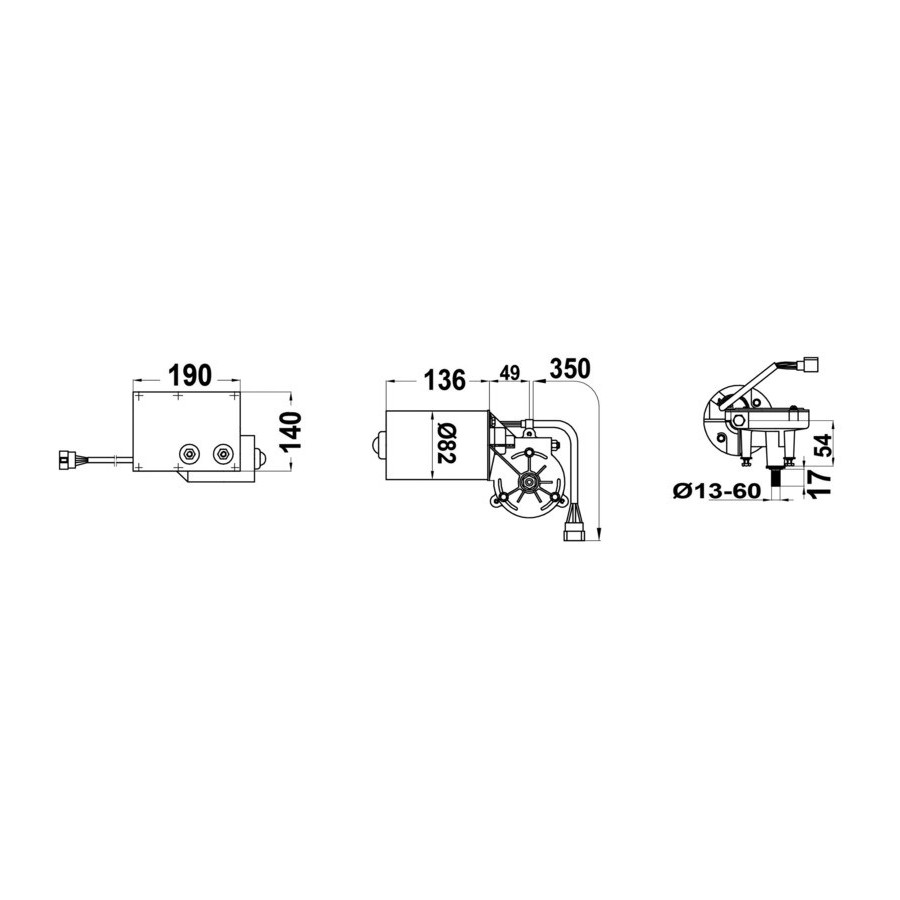 Moteur série 100 W pour bras max 900 mm et brosses max 1000 mm 