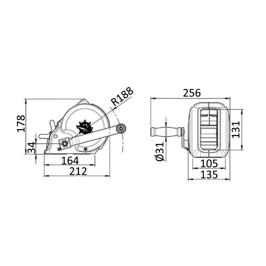 Treuil caréné pour halage embarcations avec carénage extérieur en technopolymère 