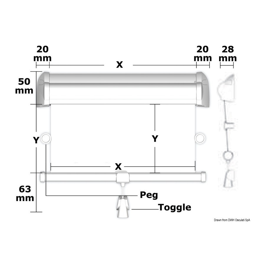 Rideau occultant à enrouler DOMETIC Skyshade Hatchshade 750 pour panneaux de pont et fenêtres 