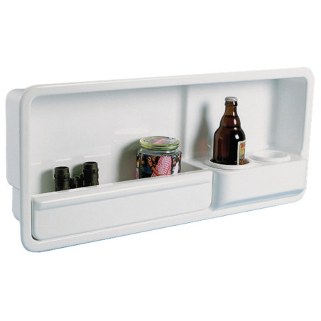 Niche latérale fourre-tout, avec deux porte-verres /canettes/ petites bouteilles