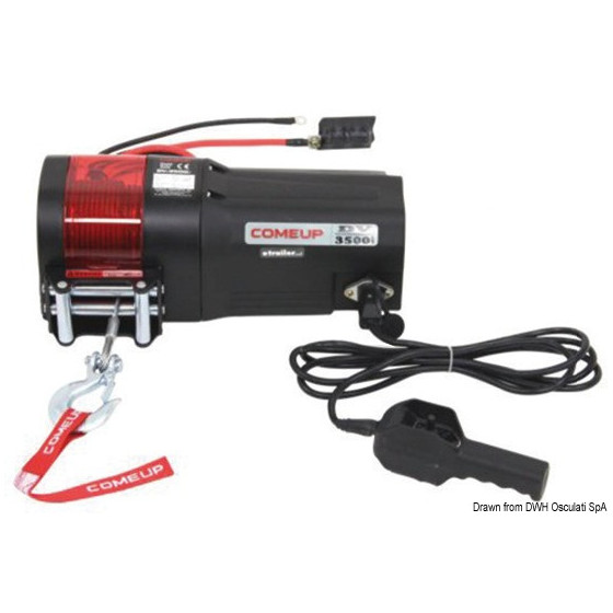 Treuil électrique pour halage embarcations, tendeur de service, moto de mer ou pour les remorques. 
