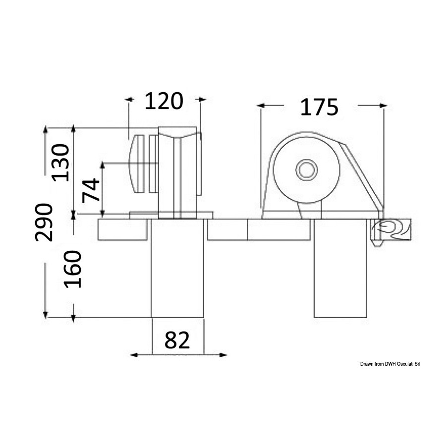 ITALWINCH Guideau Obi 500/700 (barbotin seul) et Obi 1000/1500 (barbotin + poupée) 