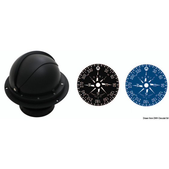 Compas à encastrer + dôme de protection télescopique RIVIERA 4'' Variante ou Accessoires Réduit:RIVIERA avec dôme rose noir/boît