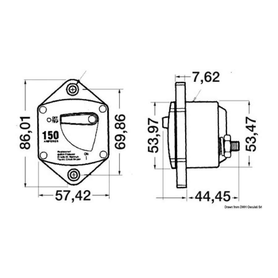 Coupe-circuits étanches de protection pour guindeaux et hélices de proue, avec terminaux électriques de 5/16" 