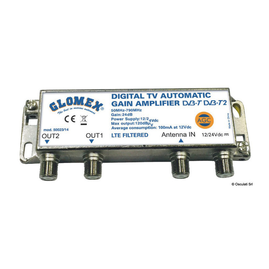 Antenne de télévision omnidirectionnelle DVB-T2 Mizar AGC Variante ou Accessoires Réduit:contrôle automatique AGC GLOMEX *29.142