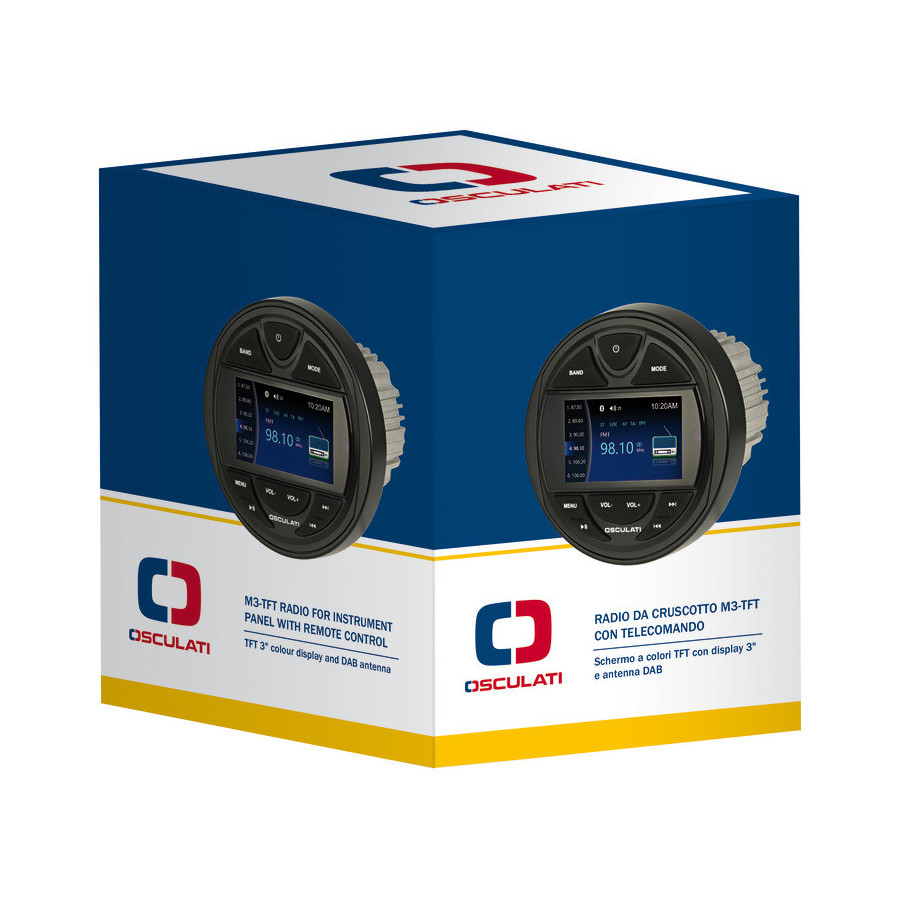 Radio for instrument panel with remote control and DAB antenna 