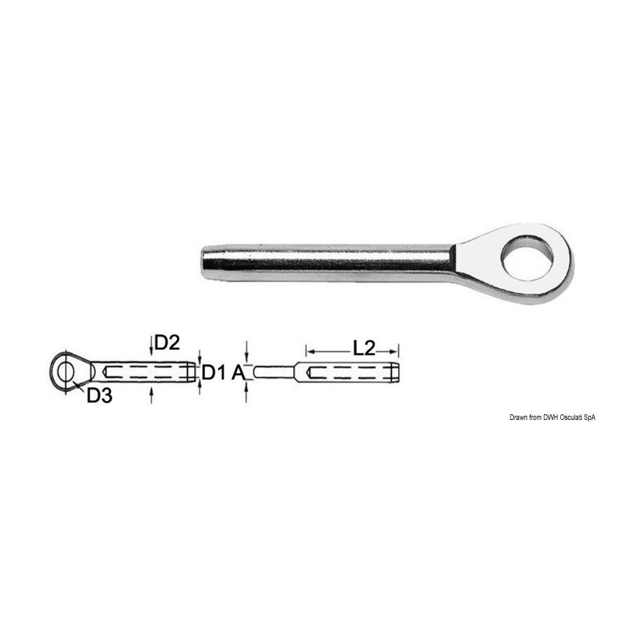 Terminal à sertir en inox AISI316 