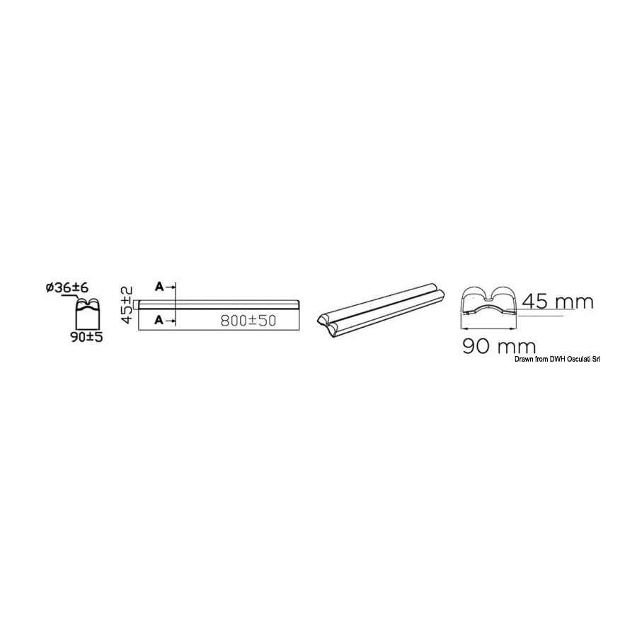 Défense pour pontons/quais en souple EVA moulé par injection Variante ou Accessoires Réduit:ponton Tre bleu 800 mm *33.519.02*