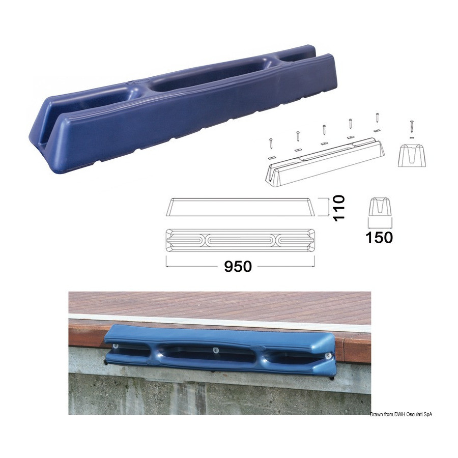 Défense pour pontons/quais en souple EVA moulé par injection remplie à l'intérieur Variante ou Accessoires Réduit:950 mm bleu *3