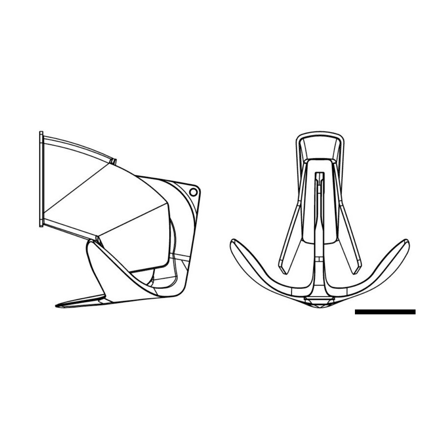 Davier de proue + ancre Trefoil® avec fermeture de protection contre l'eau 